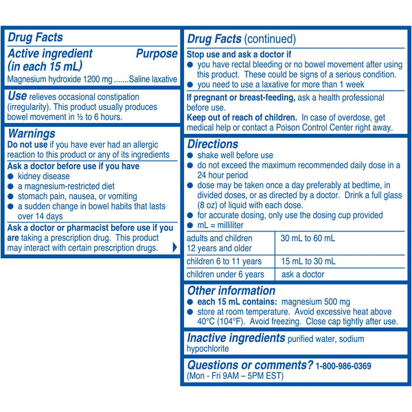 Phillips Milk Of Magnesia Sugar Free Original 4oz