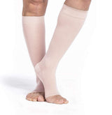 Sigvaris Style Sheer Women's Calf Compression Stockings, Open Toe, 20-30 mmHg, Warm Sand, Small Long