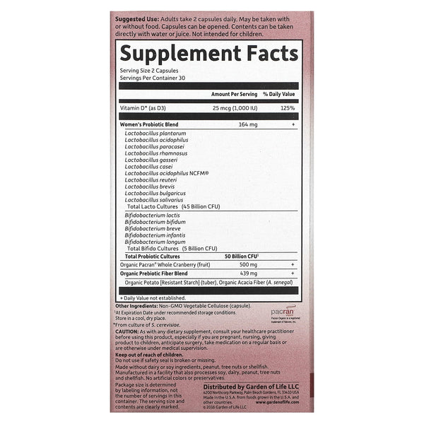 Garden of Life Dr. Formulated Probiotics Urinary Tract+ Supplement Vitamin 50 Billion CFU 60 Veg Caps