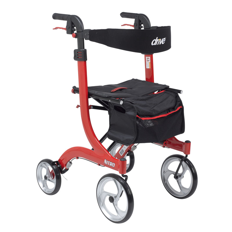 Drive Medical Nitro Euro Style Tall Rollator Walker, Red
