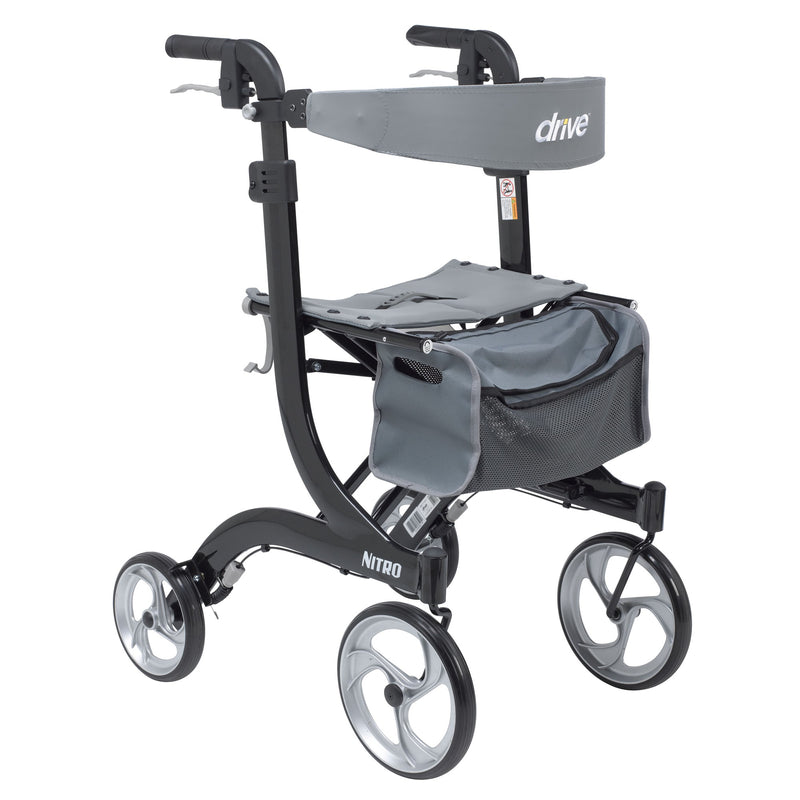Drive Medical Nitro 4-Wheel Rollator Walker, Tall, Black, 1 Each