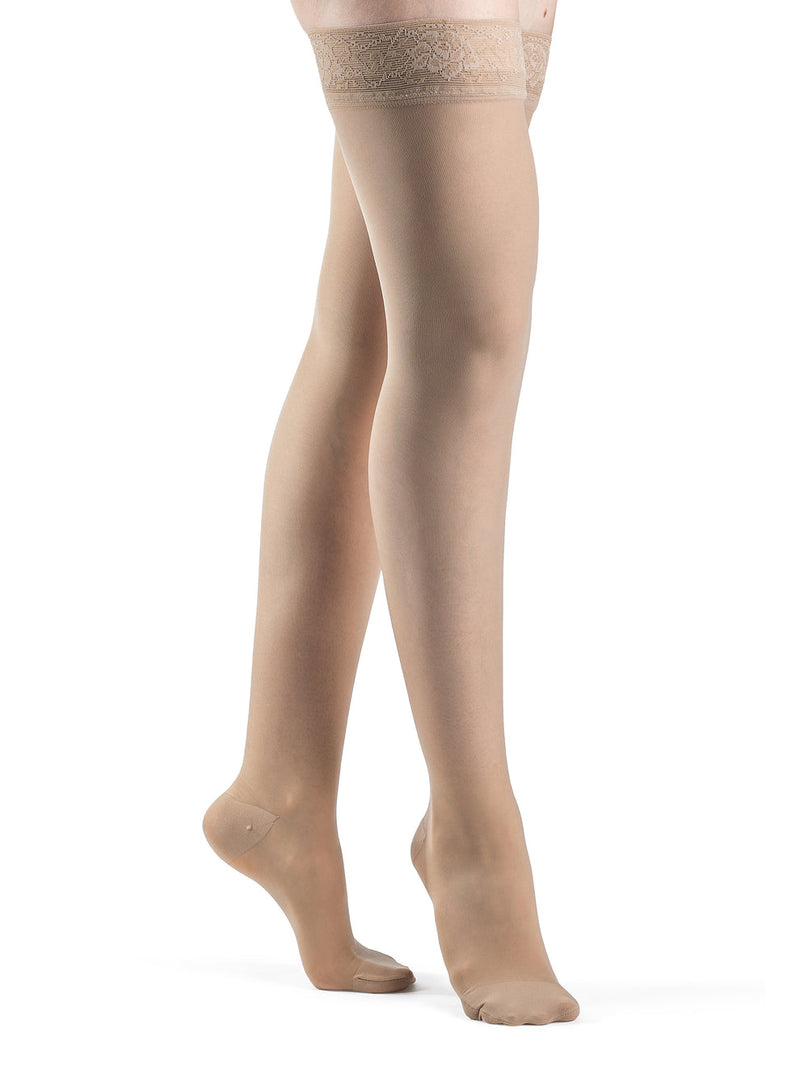 Jobst Activa Sheer Thigh High 20-30 Closed Toe With Lace Silky Beige