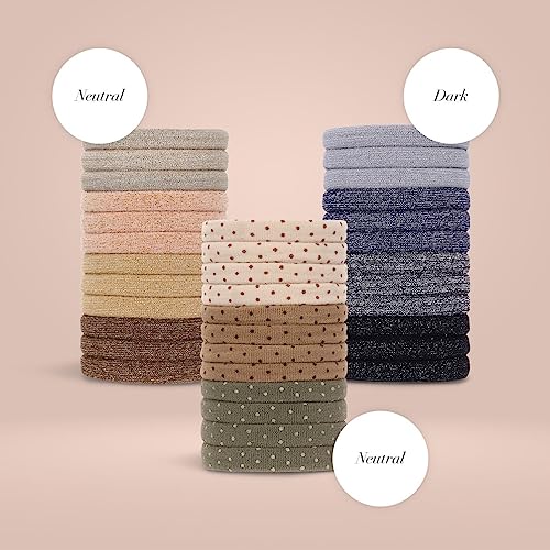 Kitsch Thick Elastic Hair Ties No Damage with Glitter 12pcs Neutral)