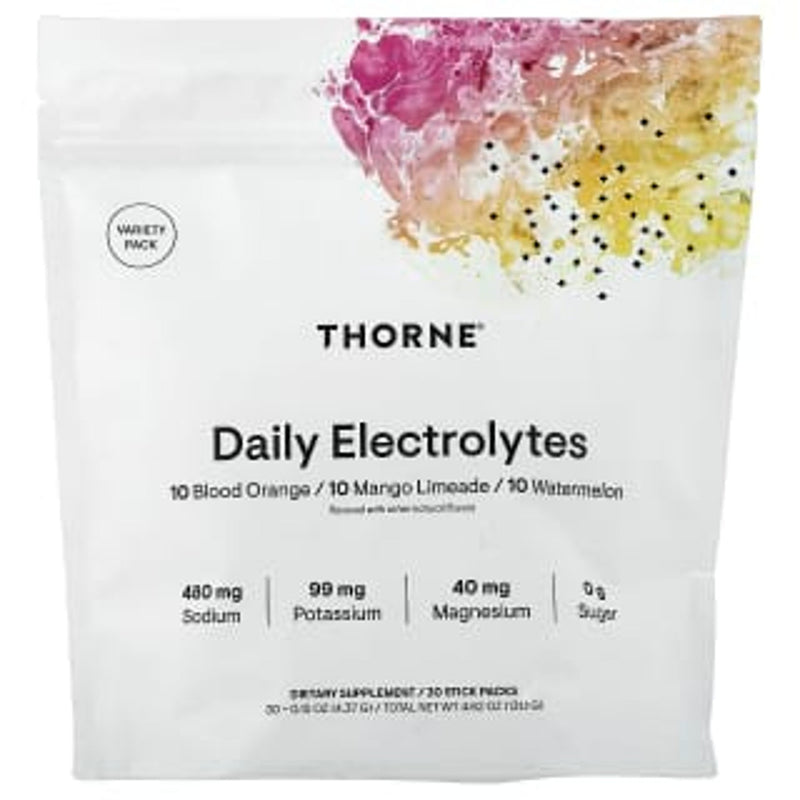 Thorne Daily Electrolytes Variety Flavors Drink Mix 30 Sticks