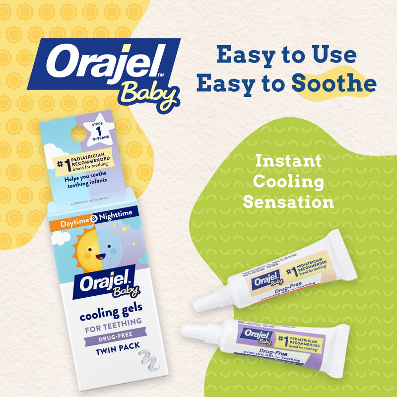 Orajel Baby Cooling Gels For Teething Day & Night Twin Pack