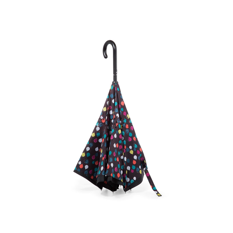 Totes Inverted Umbrella Black Dots 901 L17