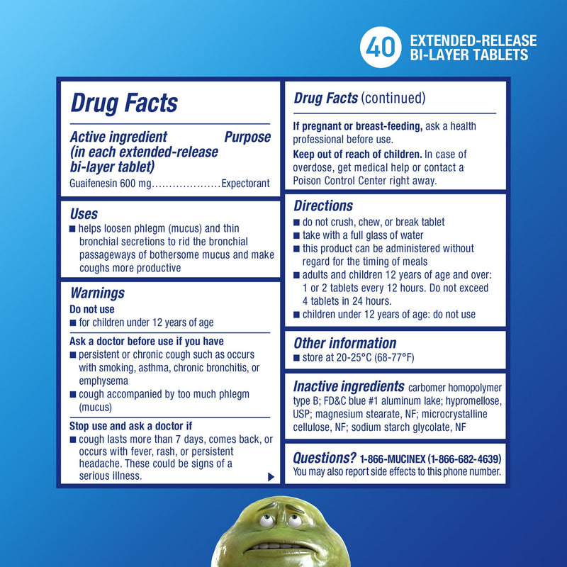 Mucinex 12 Hour Expectorant 600mg 40 Tablets