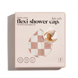Satin Lined Flexi Shower Cap - Terracotta Checker