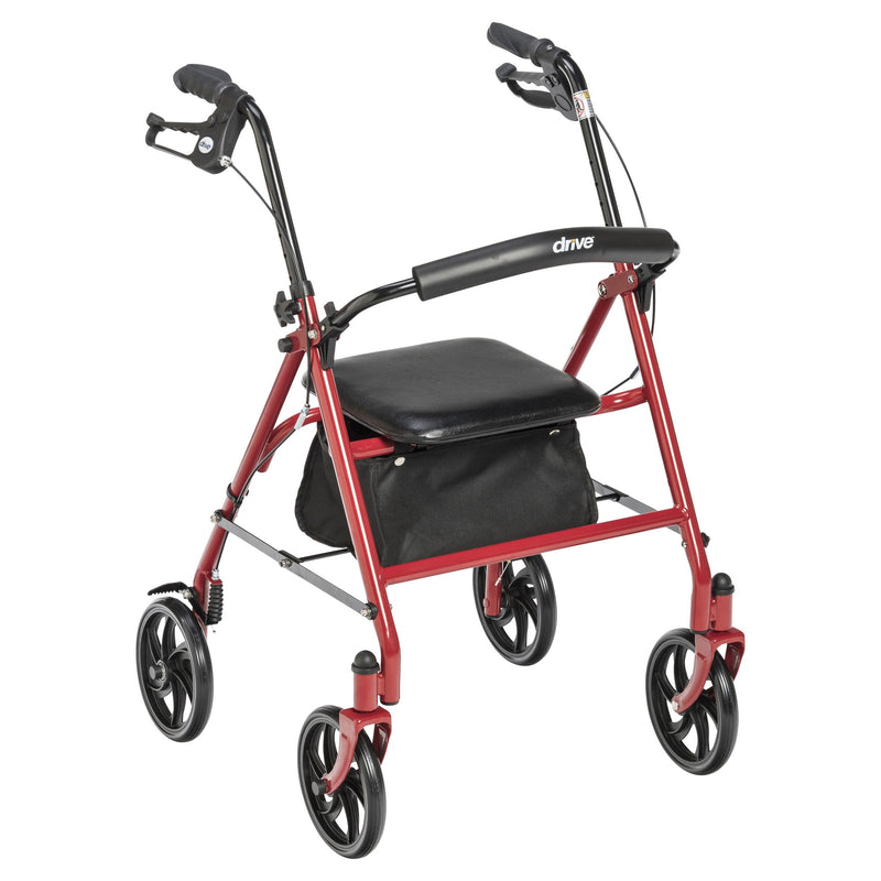 Drive Medical Rollator with Back Support, Red