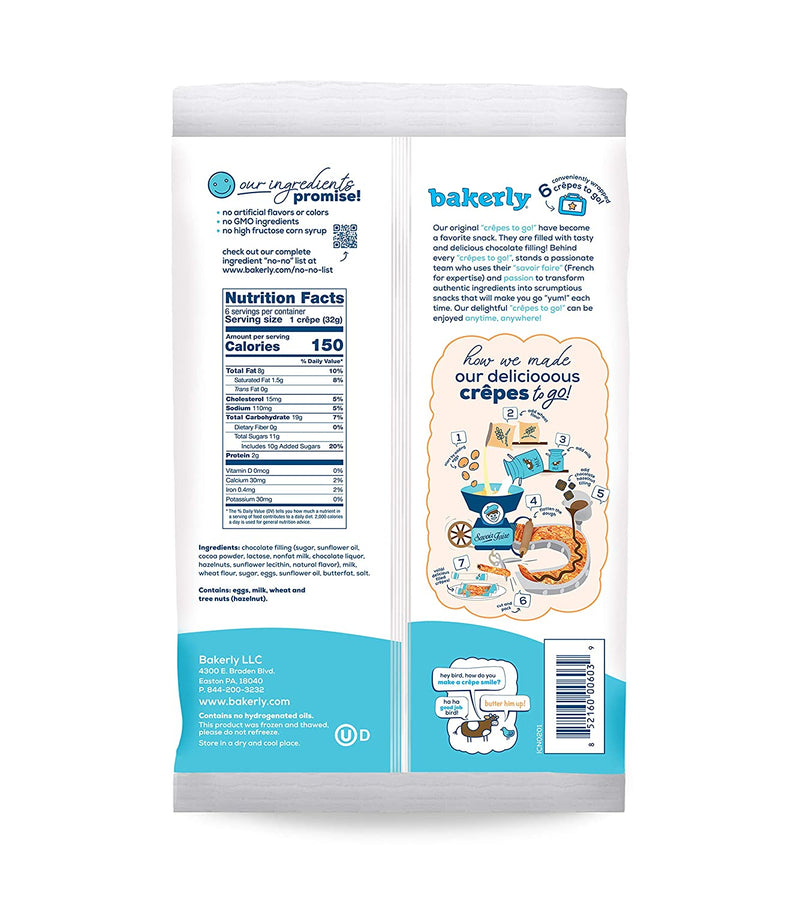 Bakerly Chocolate Hazelnut Filled Crepes to go!  6.78 Oz