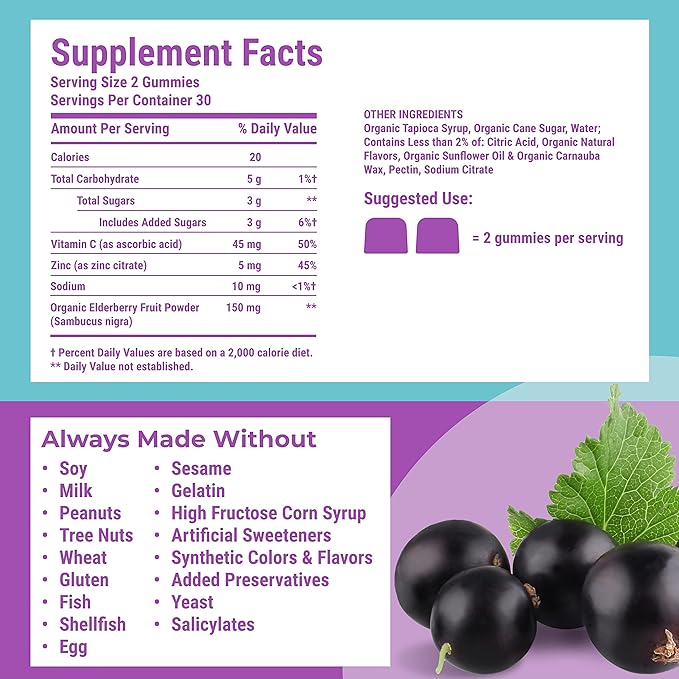 Hyland's Elderberry Plus Berry Gummies 60CT