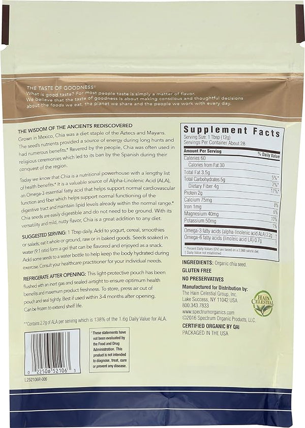 Spectrum Essentials Organic Whole Chia Seeds 14oz