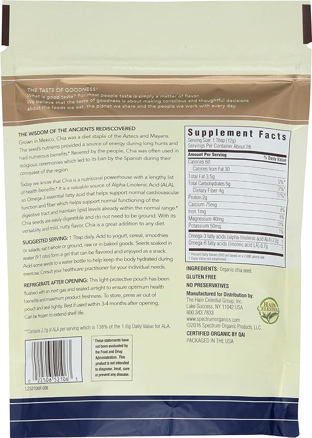 Spectrum Essentials Organic Whole Chia Seeds 14oz