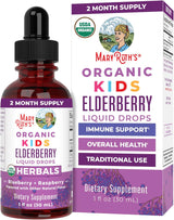Mary Ruth's Organics USDA Organic Elderberry Liquid Drops for Kids | Vegan Elderberry Extract Organic Glycerin | Immune Support Supplement | Overall Health | Formulated for Ages 4-13 | 1oz