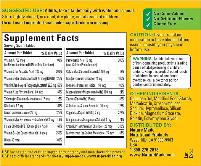 Nature Made Multi With Iron Tablets 130ct