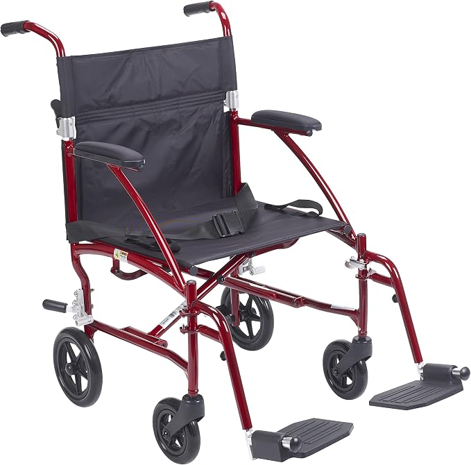 Drive Medical Swing-Away Footrest Set for Fly-Lite DFL19-RD Transport Chair, Red