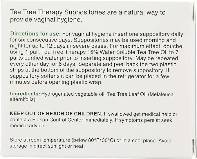Tea Tree Therapy Vaginal Health Suppositories 6ct