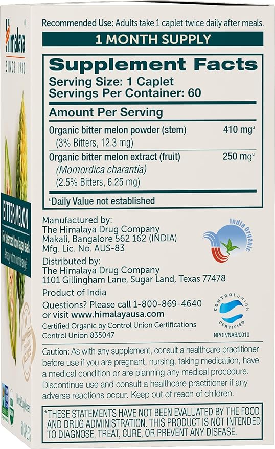Himalaya Organic Bitter Melon 60 Vegetarian Caplets