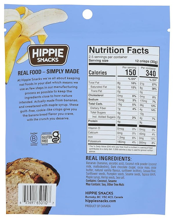 Hippie Snacks Banana Bread Crisps Chocolate 2.5Oz