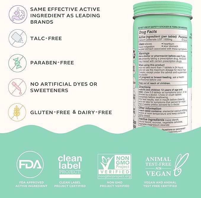 Wonder Belly Antacid Watermelon Chewables 60ct