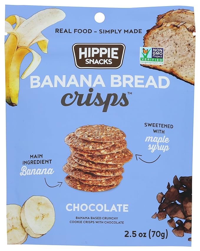 Hippie Snacks Banana Bread Crisps Chocolate 2.5Oz