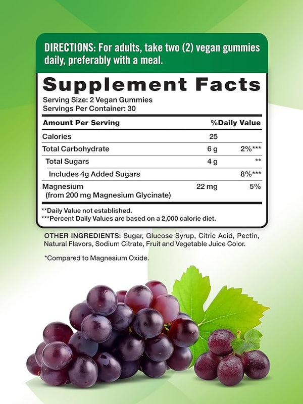 Nature's Truth Magnesium Glycinate 200mg Gummies 60ct