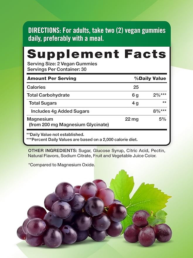 Nature's Truth Magnesium Glycinate 200mg Gummies 60ct