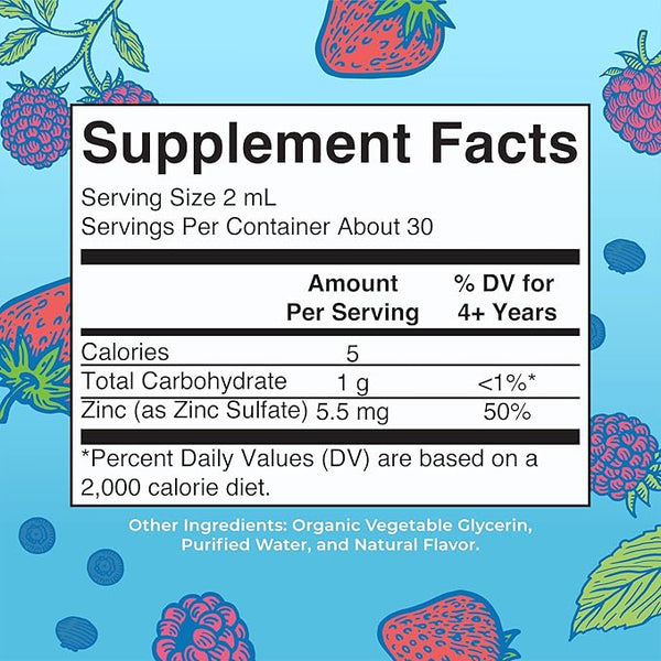 Mary Ruth's Organics Zinc Supplement for Immune Support, Immune Support Supplement for Kids, Ages 4-13, Zinc Sulfate, Vegan, USDA Organic, Glycerin Based, 2 Fl Oz