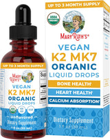 Mary Ruth's Organics USDA Organic Vitamin K2 MCT Liquid Drops for Adults & Kids | 100 mcg K2 MK7 per serving + Organic MCT Oil | Vegan K2 Vitamin for Bone Health | Heart Health | Calcium Absorption | 1oz