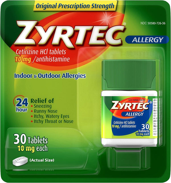 Alergia zyrtec 24 horas 10 mg 25 tabletas