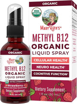 Mary Ruth's Organics Vitamin B12 Liquid Spray | Vegan, Non-GMO, Gluten-Free | USDA Organic Supplement | Energy & Nervous System Support | B12 Vitamins for Women & Men | 720 mcg | 1 Fl Oz