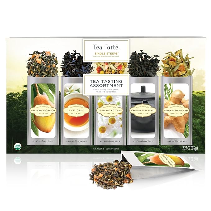 Tea Forte Single Steeps Tea Sampler 15 Pouches