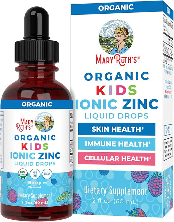 Mary Ruth's Organics Zinc Supplement for Immune Support, Immune Support Supplement for Kids, Ages 4-13, Zinc Sulfate, Vegan, USDA Organic, Glycerin Based, 2 Fl Oz