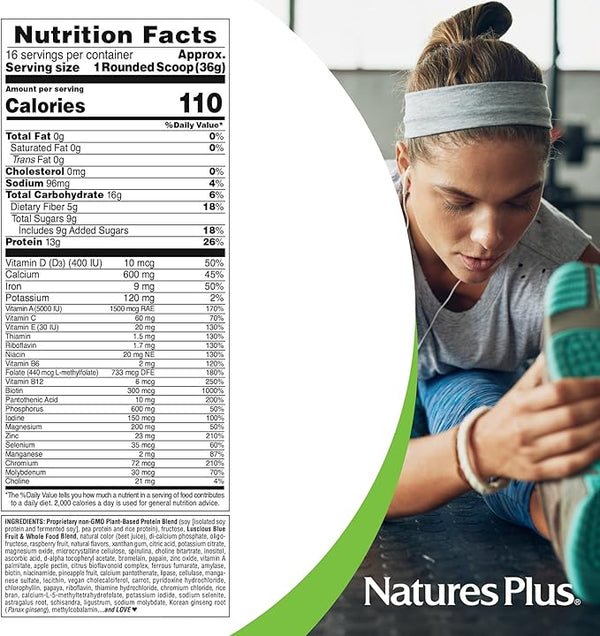 Nature's Plus Fruitein Luscious Blue Fruit Plant Based Protein Shake 1.35lb