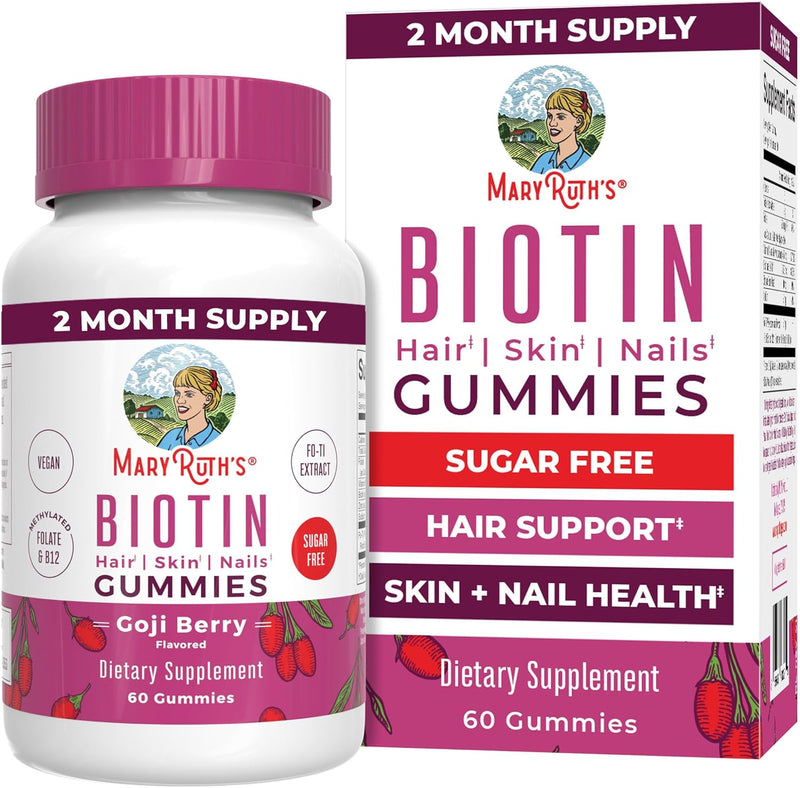 Mary Ruth's Biotin Gummies Sugar Free 2,500 mcg Biotin Supplement 60 Count