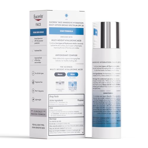 Eucerin Face Immersive Hydration Daily Lotion Broad Spectrum SPF 30 Sunscreen 2.5 fl oz