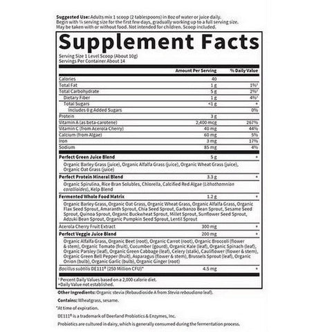 Garden of Life Perfect Food Super Green Formula Powder 4.93 oz