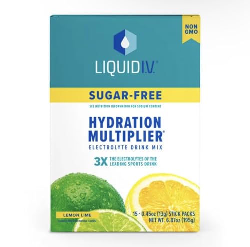 Liquid I.V. Hydration Multiplier Sugar-Free Electrolyte Drink Mix, Lemon Lime, 15 Ct