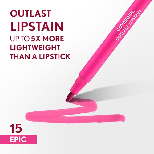 Covergirl Outlast Lipstain, Smooth Application, Precise Pen-Like Tip, Transfer-Proof, Satin Stained Finish, Vegan Formula 1 Count (Pack of 1)