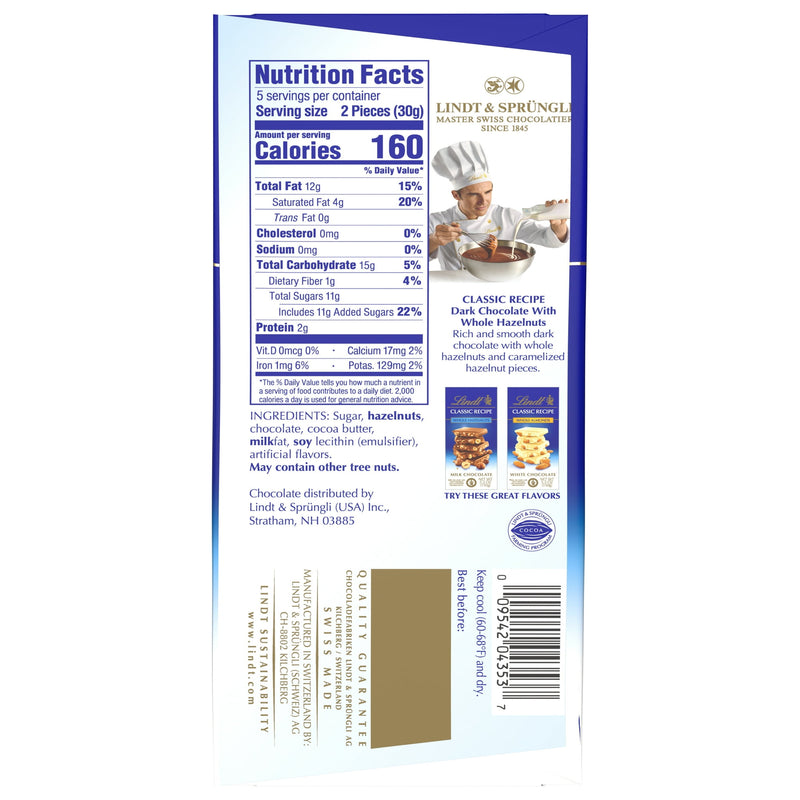 Lindt Classic Whole Hazelnuts Dark Chocolate 5.3oz