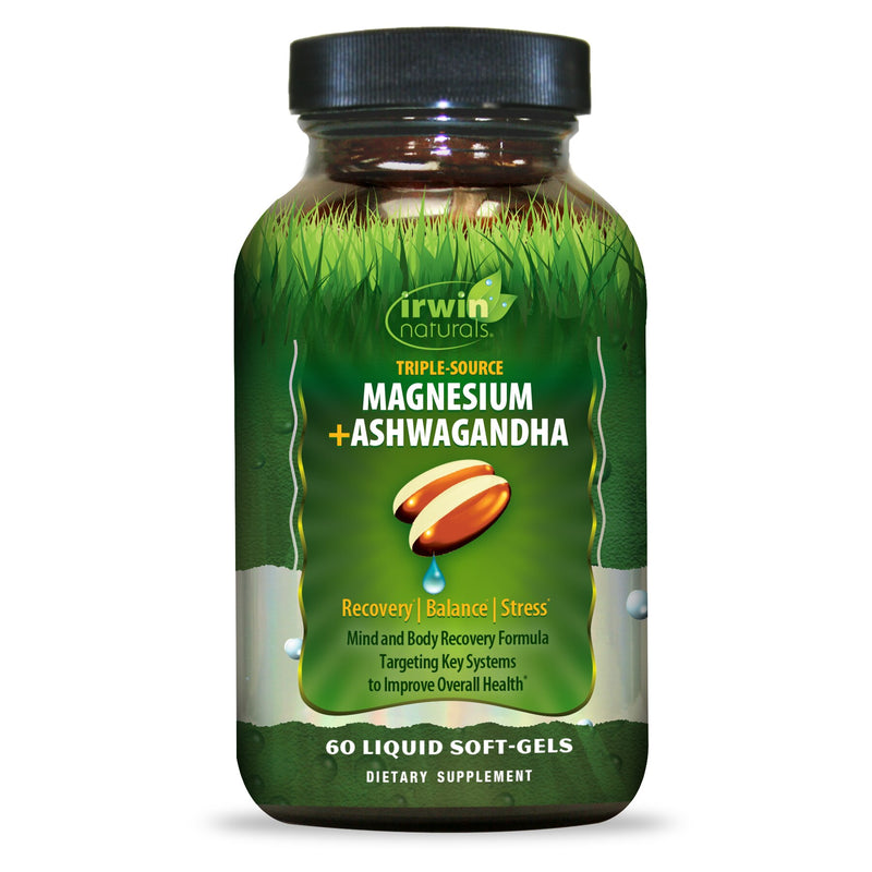 IRWIN NATURALS MAGNESIUM+ASHWAGANDHA, 60 LIQUID SOFT GELS