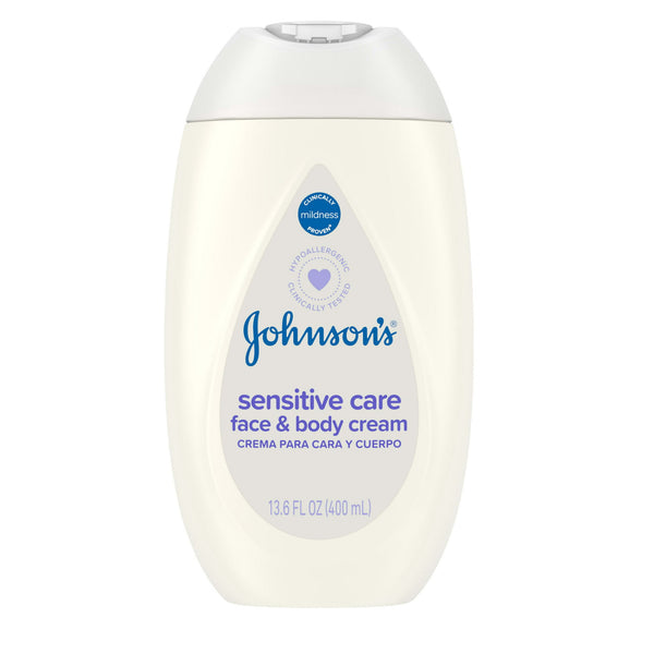 El cuidado sensible de Johnson, la cara y el cuerpo de la piel seca y sensible, 13.6 oz