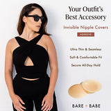 Bare Babe Reusable Silicone Nipple Covers - Waterproof, Nude, 4 Shades - Sticky Breast Stickers for Strapless Dress (Creme)