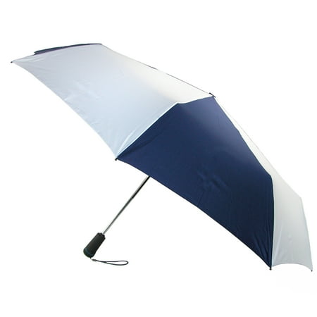 Totes Auto Open-close Golf Size Umbrella White & Navy Striped 07110