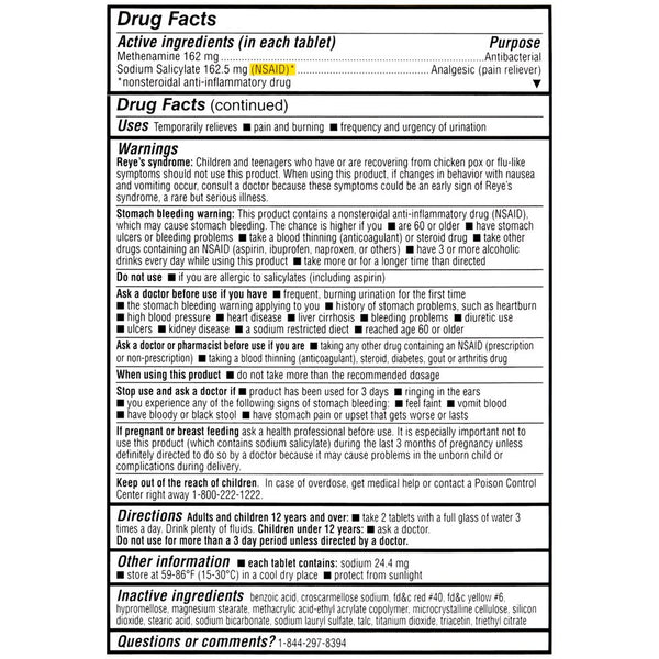 Cystex UTI Urinary Pain Relief Tablets 48ct