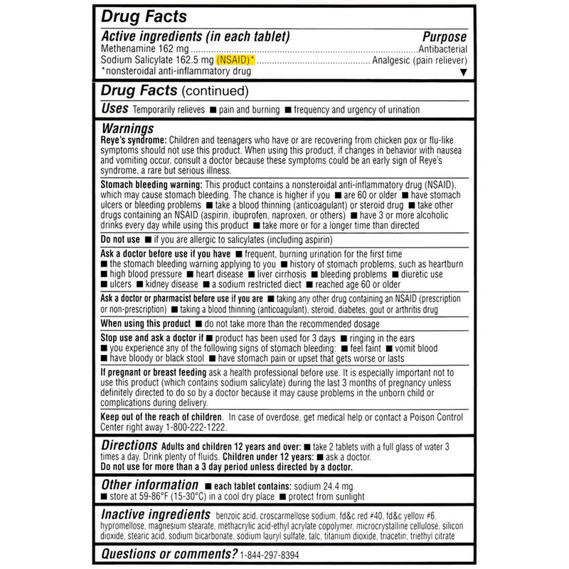 Cystex UTI Urinary Pain Relief Tablets 48ct