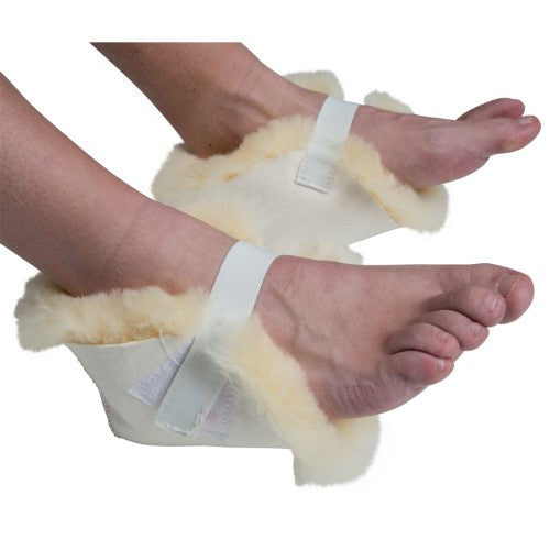 PCP Pressure-Relief Sheepskin Heel Protector  Wool Cushion to Support Feet and Heels  White