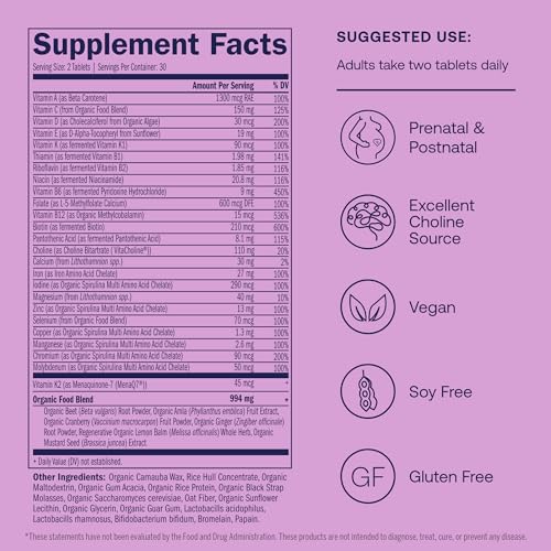 True Grace Prenatal Multivitamin 60 Vegan Tablets