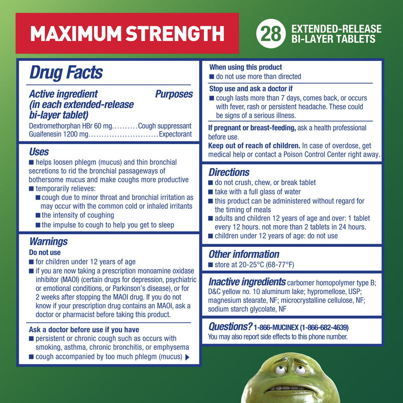 Mucinex Dm Max Strength Expectorant & Cough 1200mg 28 Tablets