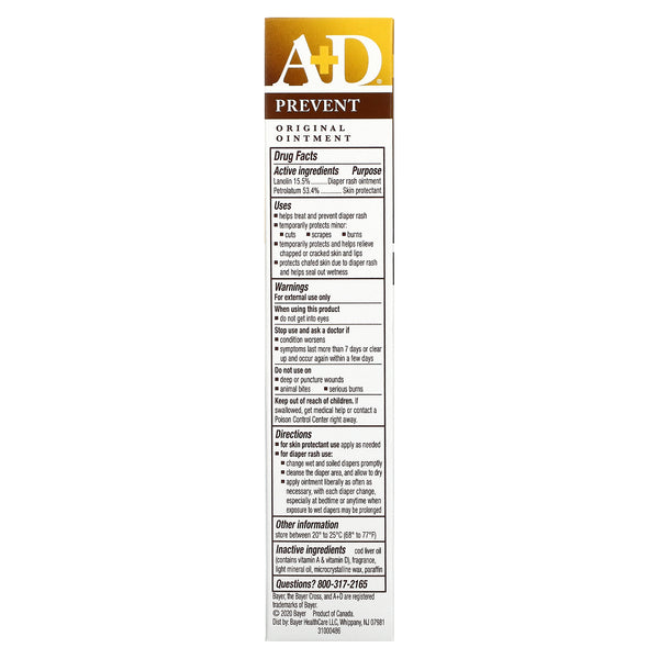 A+D Zinc Oxide Diaper Rash Cream 4oz